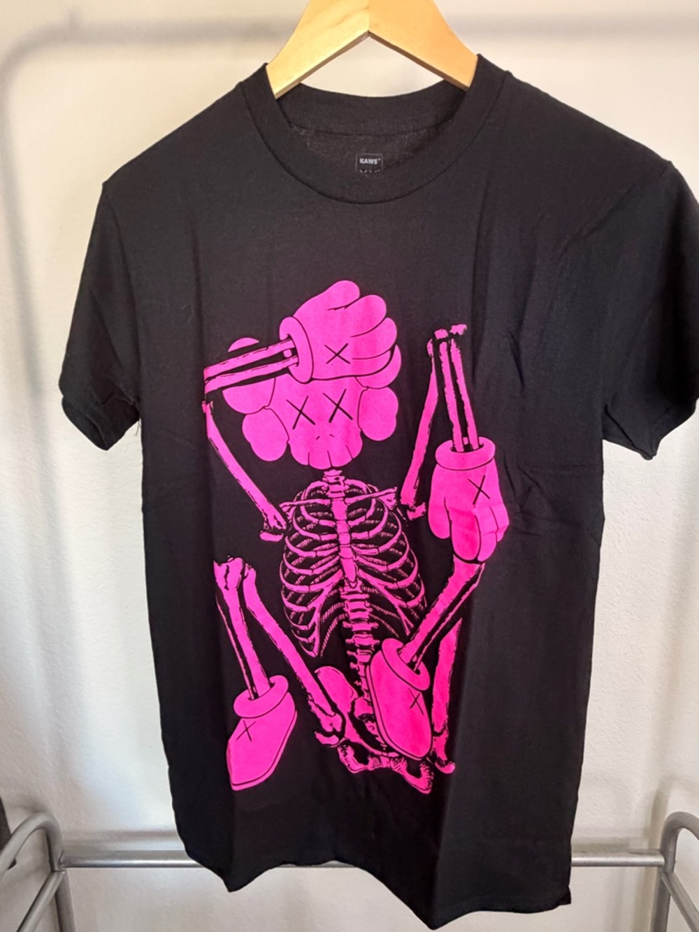 KAWS Black Tee with White XX Character Print